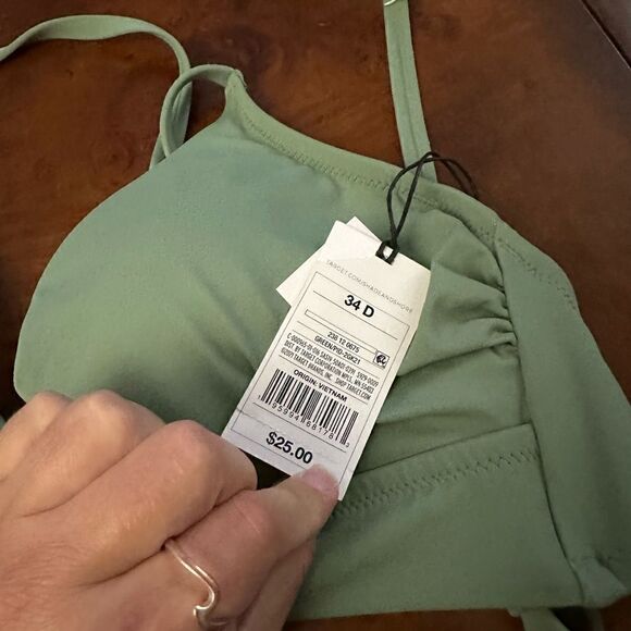 Shade & Shore Women's Longline Cut Out Bikini Top Size 34B or 34D Wasabi Green - Picture 12 of 14